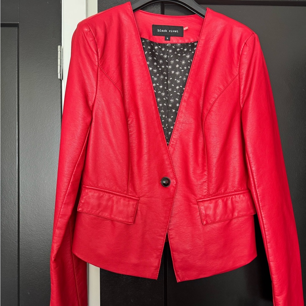 NWT Black Rivet Vibrant Red Leather Jacket